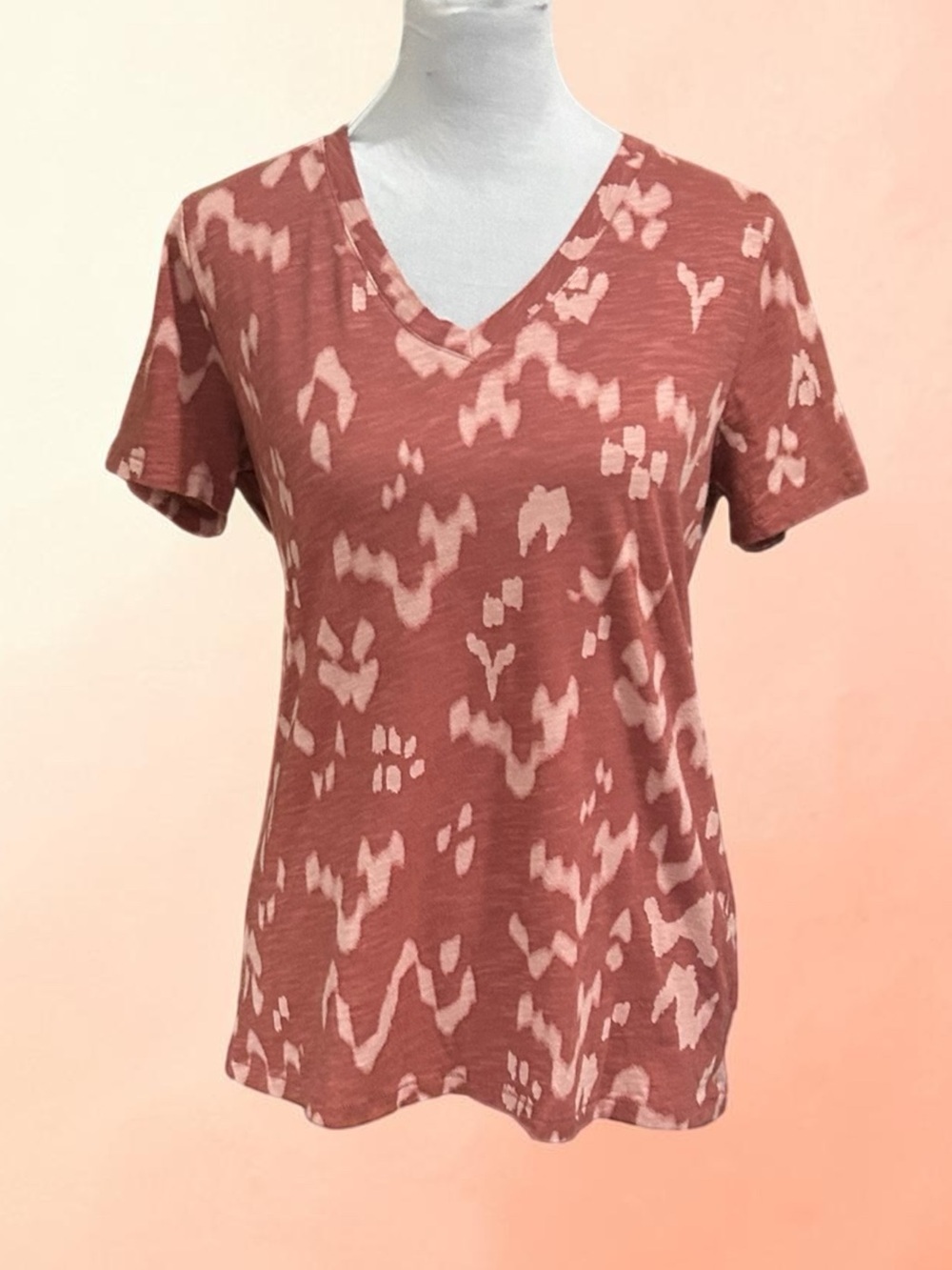 Sonoma Goods for Life pink and white abstract pattern cotton shirt in XS